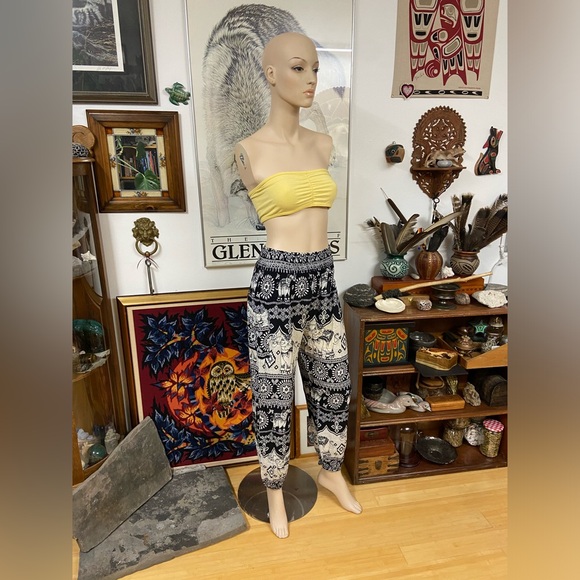 Black & White Elephant Harem Pants - Picture 3 of 11